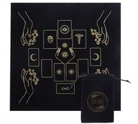CREATCABIN Tovaglia per Altare Tarocchi Tovaglia Borsa per Carte Gotiche Tovaglia Quadrata Divinazione Velluto Nero con Sacchetto per Tarocchi Set di Carte dei Tarocchi Regalo per Forniture di