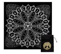 CREATCABIN Tovaglia per Altare Tarocchi Tovaglia Runa Astrologia Borsa per Carte Gotiche Tovaglia Quadrata Divinazione Albero Della Vita Velluto con Sacchetto per Tarocchi Set di Carte Tarocchi 49.5cm