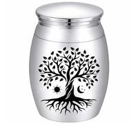 CREATCABIN Urna per Ceneri Dell'Albero Della Vita Piccola Cenere Ricordo Contenitore per Ceneri Mini Portacenere In Acciaio Inox Condivisione Urna Funeraria Kit Decorativo per 4x3x3cm
