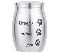 CREATCABIN Urne per Animali Domestici con Zampa Piccola Sempre con Te Porta Ceneri Commemorative Mini Urne Incise in Metallo Cremazione Ricordo Urne in Acciaio Inossidabile per Cani da Compagnia