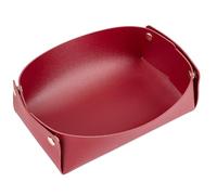 CREATCABIN Vassoio Portaoggetti in Pelle PU Pieghevole Ingresso Tavolo Organizer Viaggio Cassettiera Tavolo Donne Uomini Orologi Chiavi Portamonete Cosmetici Rosso 32.5x24.8cm