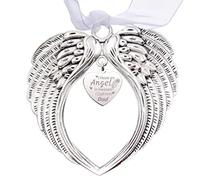 CREATCABIN Wing Memorial Ornamento NatalAla d'Angelo Regali Commemorativi CuorAlbero Ciondoli Appenderper La Perdita Persona Amata Ricordo della Festa Nastro Seta-Ho Un Angelo in Cielo Lo Chiamo papà