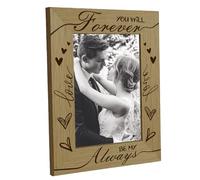 CREATCABIN You Will Forever By My Always Cornice per Foto Cornici per Foto in Legno con Incisione Display da Tavolo in Legno per Appendere Gallerie A Parete Anniversario di Matrimonio 21.8x16.8cm