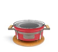 BBQ KAMADO HIBACHI - Barbecue Rotondo Con Griglia E Piastra Rosso