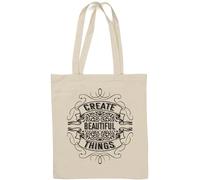 Create Beautiful Things - Borsa tote in cotone naturale, colore: Bianco