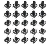 Create idea 100Pcs SMT SMD Interruttore a Pulsante Momentaneo PCB Interruttore Tattile Set 4-Pin Pulsante Touch Button Plug in Interruttori Nero Cap Tact Button Interruttori 6x6x4.3/5/6/7/8mm