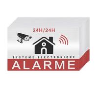 Create idea 10pcs 24-Hour Electronic Monitoring Warning Sticker Video Sorveglianza Segnale CCTV Telecamera di Sicurezza Cartello Interno ed Esterno Avviso Adesivo di Sicurezza In Francese
