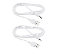 Create idea 2 cavi USB di alimentazione da 5 V ricarica rapida tipo A con jack a cilindro da 35 x 135 mm compatibile con caricabatterie Foreo Luna cavo di alimentazione di ricambio da 12 m bianco