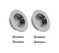 Create idea 2 pomelli rotondi da incasso in acciaio inox spazzolato 304 circolari a filo estraibile nascosti per porte scorrevoli con viti, 50 x 40 x 12 mm