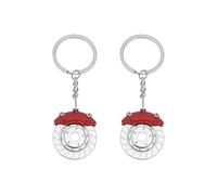Create idea 2 portachiavi in metallo per auto, freno a disco, portachiavi creativo, decorazione pendente per chiavi auto, moto, chiavi domestiche e borse, Rosso, 95x30mm