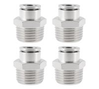 Create idea 4 Pezzi Raccordo Pneumatico Dritto Maschio NPT Da 1/2" Con Attacco A Pressione Da Per Tubo Flessibile Da 3/8" Di Diametro Esterno