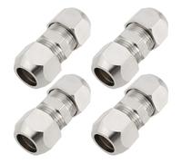 Create idea 4 raccordi a compressione in rame da 10 mm, per tubi idraulici, tubi di raffreddamento, sistema di alimentazione, 10 x 36,5 mm, argento