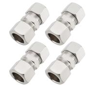 Create idea 4 raccordi a compressione in rame da 12 mm, per tubi idraulici, tubi di raffreddamento, sistema di alimentazione, 12 x 38,5 mm, argento