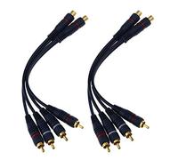 Create idea Confezione da 4 adattatori placcati in oro da RCA femmina a doppio RCA maschio in lega di alluminio