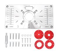 Create idea Piastra di inserimento per tavolo router compatibile con router Makita in lega di alluminio con 4 anelli di inserto per router, 1 viti di fissaggio
