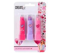 Create it! set di rossetto trucco a forma di cuore per bambini 3 pezzi