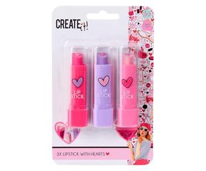 Create it! set di rossetto trucco a forma di cuore per bambini 3 pezzi