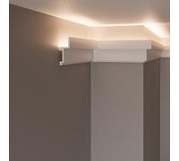 create luxury GRAND DECOR Cornice Veletta per Strisce LED a Soffitto e Parete - Lunghezza 2 metri Modulare - In HDPS (Duropolimero Verniciabile - Per Illuminazione Indiretta - KH915