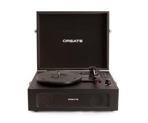 CREATE / RECORD PLAYER COMPACT / Giradischi retrò nero con Bluetooth, USB, SD, MicroSD e registratore/lettore Mp3