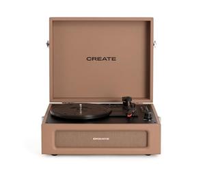CREATE/RECORD PLAYER RETRO/Giradischi retrò moka/Design vintage, Bluetooth, USB, SD, MicroSD, MP3, suono stereo, 3 velocità di riproduzione, per tutti i tipi di vinili