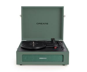 CREATE/RECORD PLAYER RETRO/Giradischi retro verde salvia/con Bluetooth, USB, SD, MicroSD e Mp3
