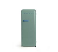 CREATE / RETRO FRIDGE 150 COBALTO/Frigorifero verde salvia con maniglia blu cobalto e congelatore 281L / 102W, 150cm, 3 ripiani, regolatore di temperatura, portabottiglie, 60x60x150cm