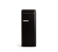 CREATE / RETRO FRIDGE 150 SAND/Frigorifero nero con maniglia sabbia e congelatore 281L / 102W, 150cm, 3 ripiani, regolatore di temperatura, portabottiglie, 60x60x150cm