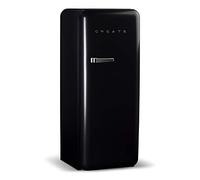 CREATE / RETRO FRIDGE 150 SILVER/Frigorifero nero con maniglia argento e congelatore 281L / 102W, 150cm, 3 ripiani, regolatore di temperatura, portabottiglie, 60x60x150cm