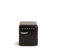 CREATE / RETRO FRIDGE 50 SILVER/Frigorifero nero con maniglia argentata / 85W, minibar, un ripiano, design retro, 50 cm, due mensole, capacità di 48L, basso consumo, 50x44x49,8 cm.