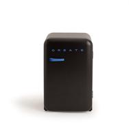 CREATE / RETRO FRIDGE 83.5 COBALTO/Frigorifero nero con maniglia nera / 98W, basso consumo, 2 ripiani, regolatore di temperatura, portabottiglie, dimensioni 56x54x84 cm