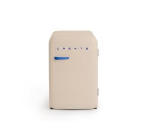 CREATE / RETRO FRIDGE 83.5 COBALTO/Frigorifero sabbia con maniglia nera / 98W, basso consumo, 2 ripiani, regolatore di temperatura, portabottiglie, dimensioni 56x54x84 cm