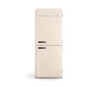 CREATE / RETRO FRIDGE COMBI 185 BLACK/Frigorifero combinato bianco sporco con maniglia nera e congelatore, capacità 401L / 190W, No Frost, 3 ripiani, 2 cassetti, dimensioni 70x65x185 cm