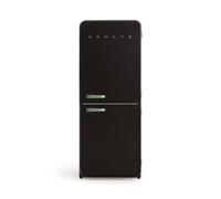 CREATE / RETRO FRIDGE COMBI 185 SAGE/Frigorifero combinato nero con maniglia verde salvia e congelatore, capacità 401L / 190W, No Frost, 3 ripiani, 2 cassetti, dimensioni 70x65x185 cm