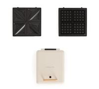 CREATE/STONE STUDIO/Sandwichera grill e waffle quadrupla bianco panna / 3 piastre intercambiabili: Grill, Waffle e Sandwich, antiaderente, apertura 180º, 4 fette, stile retrò, 1600W