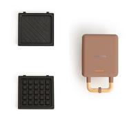 CREATE/STONE STUDIO/Tostiera individuale per sandwich e waffle Moka/ 2 piastre intercambiabili: sandwich-grill, waffle, taiyaki, pancake e ciambelle, antiaderente, apertura 100º, 600W