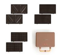 CREATE/STONE STUDIO/Tostiera per panini, grill e waffle moka / 3 piastre intercambiabili: Grill, waffle e panini, antiaderente, apertura 100º, retro, 800W