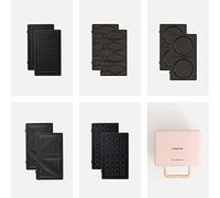 CREATE/STONE STUDIO/Tostiera per panini, grill e waffle Rosa / 5 piastre intercambiabili: Grill, waffle e panini, taiyaki e pancake, antiaderente, apertura 100º, retro, 800W