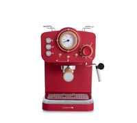CREATE / THERA RETRO/Caffettiera Express Semiautomatica Rosso Opaco e Legno / 20 bar, braccio doppia uscita, serbatoio 1,25L, caffè macinato e cialde ESE 55 mm, con vaporizzatore, 1100 W