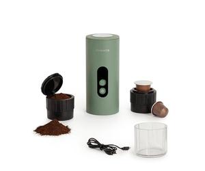 CREATE / THERA MOVE/Macchina da caffè espresso portatile per capsule e caffè macinato verde salvia/Preparazione a freddo e a caldo, 15 bar, capacità 80 ml, 150W