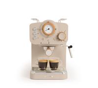 CREATE / THERA RETRO/Macchina da Caffè Espresso Semiautomatica Sabbia Opaca e Legno / 20 bar, braccio a doppia uscita, serbatoio da 1,25L, caffè macinato e cialde ESE 55mm, con vaporizzatore, 1100W