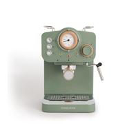 CREATE / THERA RETRO/Macchina da caffè espresso semiautomatica verde salvia opaco e legno / 20 bar, braccio a doppia uscita, serbatoio 1,25L, caffè macinato e cialde ESE 55mm, vaporizzatore, 1100W