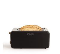 CREATE/TOAST RETRO XL/Tostapane Nero / 6 livelli di potenza, vassoio raccoglibriciole, termostato, scongelamento, riscaldamento, 2 fessure larghe, 1500W