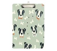 Create-un-seamless-pattern-featuring-cartoonish-dog-heads-wearing-bow-ties-contro-un-light-verde-back-acrilico-clipboard per infermieri e ufficio, lavagna clip in plastica con clip a basso profilo