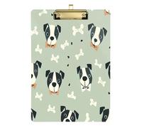 Create-un-seamless-pattern-featuring-cartoonish-dog-heads-wearing-bow-ties-contro-un-light-verde-back-acrilico-clipboard per infermieri e ufficio, lavagna clip in plastica con clip a basso profilo