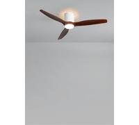 CREATE / WIND CALM CUSTOM RATTAN/Ventilatore da soffitto con luce rattan bianco pale legno scuro con telecomando / 40W, Doppia luce, Ø132 cm, luce LED 3 temperature, funzione estate-inverno