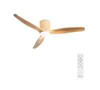 CREATE / WIND CALM CUSTOM RATTAN/Ventilatore da soffitto con luce rattan chiaro pale legno chiaro con telecomando / 40W, Doppia luce, Ø132 cm, luce LED 3 temperature, funzione estate-inverno