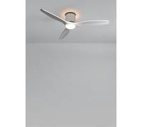CREATE / WIND CALM CUSTOM RATTAN/Ventilatore da soffitto con luce rattan nero pale legno naturale bianco con telecomando / 40W, Doppia luce, Ø132 cm, luce LED 3 temperature, funzione estate-inverno