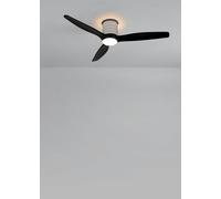 CREATE / WIND CALM CUSTOM RATTAN/Ventilatore da soffitto con luce rattan nero pale legno naturale nero con telecomando / 40W, Doppia luce, Ø132 cm, luce LED 3 temperature, funzione estate-inverno