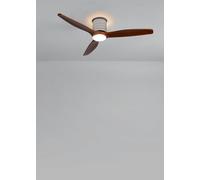 CREATE / WIND CALM CUSTOM RATTAN/Ventilatore da soffitto con luce rattan nero pale legno scuro con telecomando / 40W, Doppia luce, Ø132 cm, luce LED 3 temperature, funzione estate-inverno