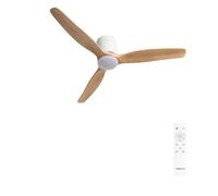 CREATE / WIND CALM SLIM LIGHT/Ventilatore da soffitto con luce bianco legno chiaro con telecomando / 40W, Ø132 cm, 6 velocità, plafoniera slim light, funzione estate-inverno, luce LED 3 temperature